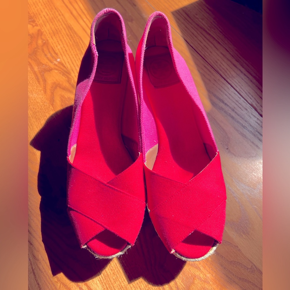 Tory Burch Red and Pink Espadrilles